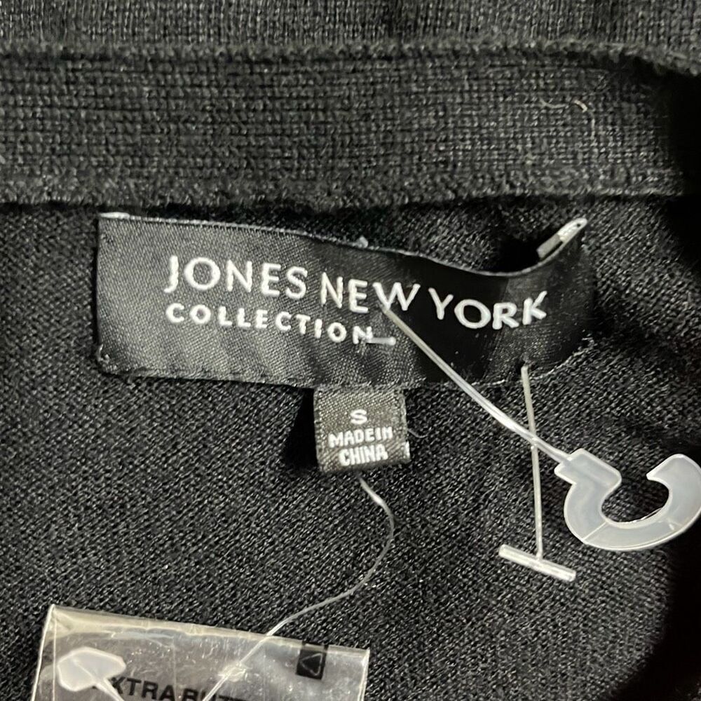 Jones New York Vintage Wool Blend Cardigan Black Red Sequin‎ Colorblock XS NWOT - Picture 6 of 10